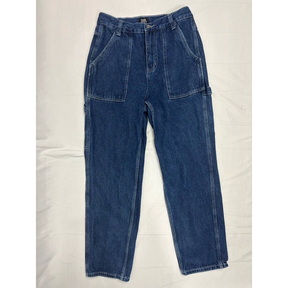 Simple Society Women’s High Rise Dark Wash 7/28 Carpenter Cargo Jeans
